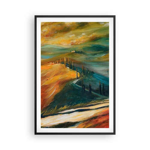 Plagát v čiernom ráme - Toskánska krajina - 61x91 cm