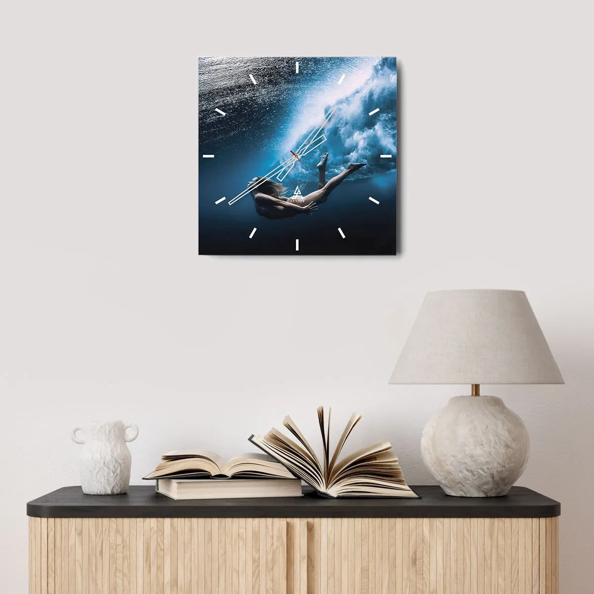 Nástenné hodiny - Súčasná morská panna - 40x40 cm