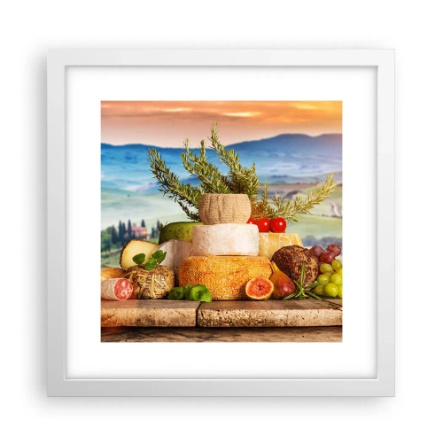 Plagát v bielom ráme - Talianska radosť zo života - 30x30 cm