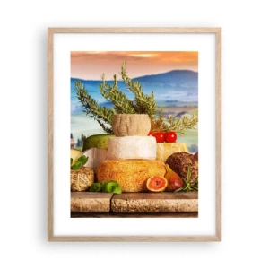 Plagát v ráme zo svetlého duba - Talianska radosť zo života - 40x50 cm