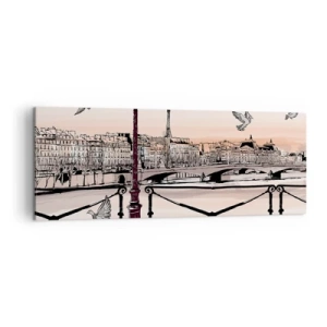 Obraz na plátne - Nad strechami Paríža - 140x50 cm