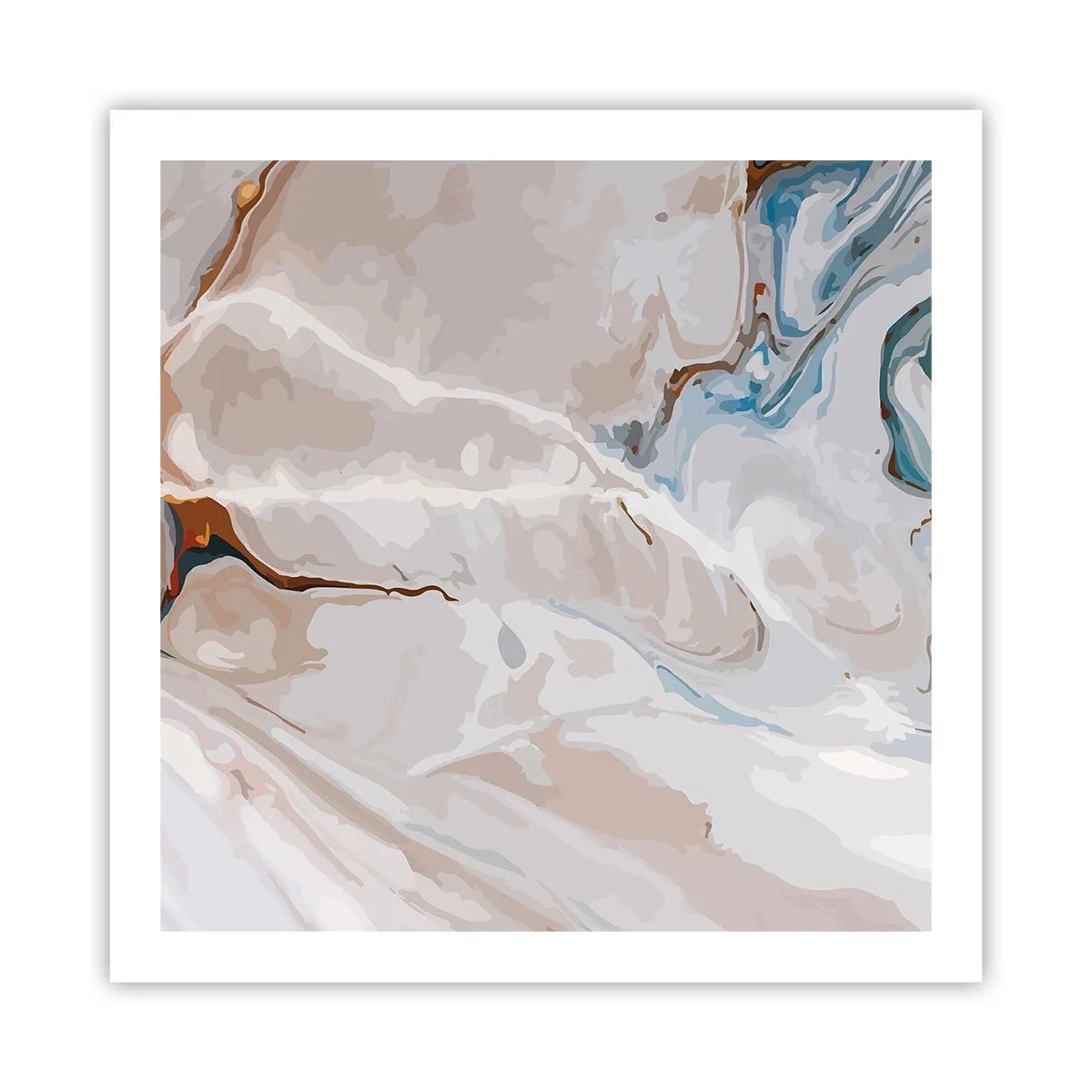 Plagát - Modré meandre pod bielou - 60x60 cm