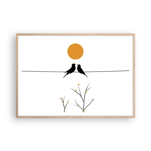 Plagát v ráme zo svetlého duba - Slávičí večer - 100x70 cm