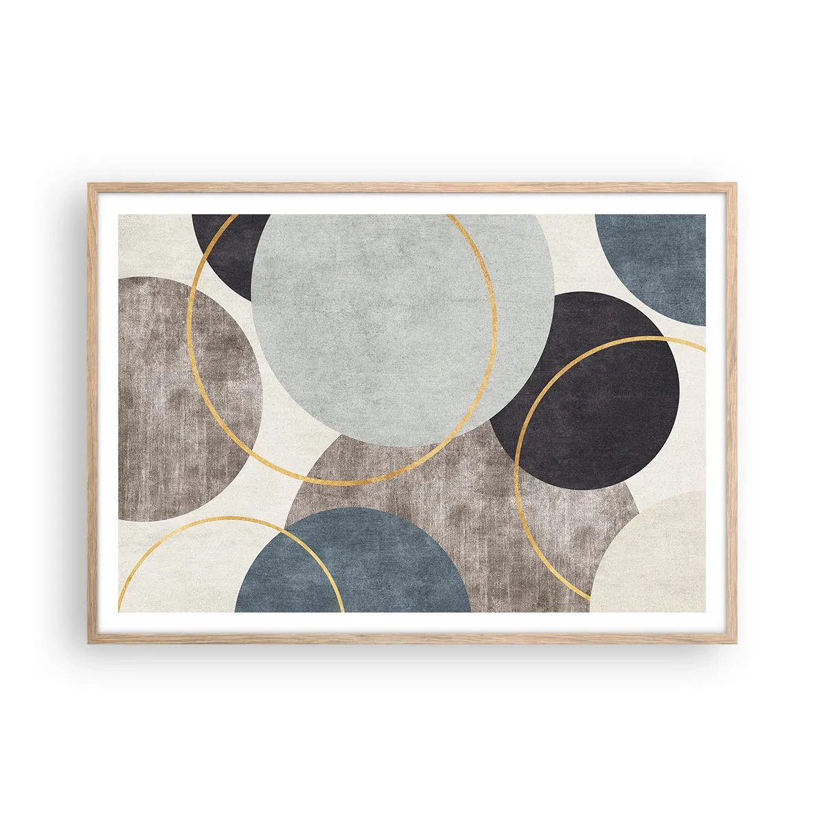 Plagát v ráme zo svetlého duba - Kruh za kruhom - 100x70 cm