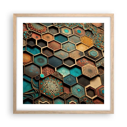 Plagát v ráme zo svetlého duba - Arabské ornamenty – variácia - 50x50 cm