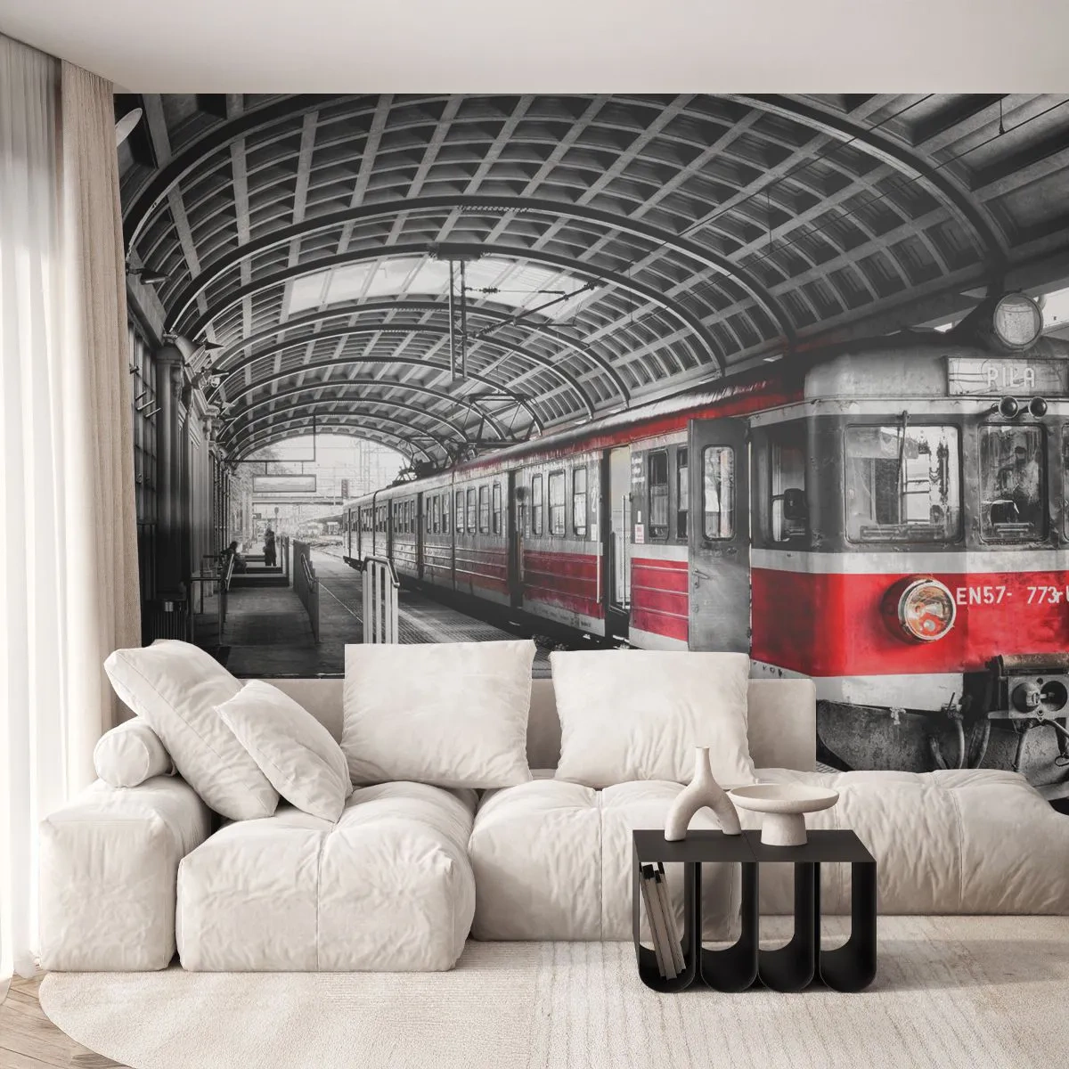 Fototapeta Premium Canvas - Možno je to životná cesta? - Osobný vlak, Železničná stanica, Plošina - 250x175 cm