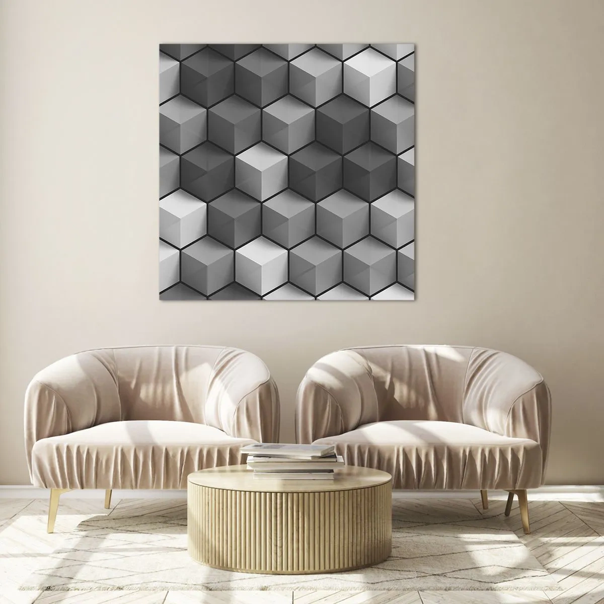 Obraz na skle - Kubistické puzzle - 70x70 cm