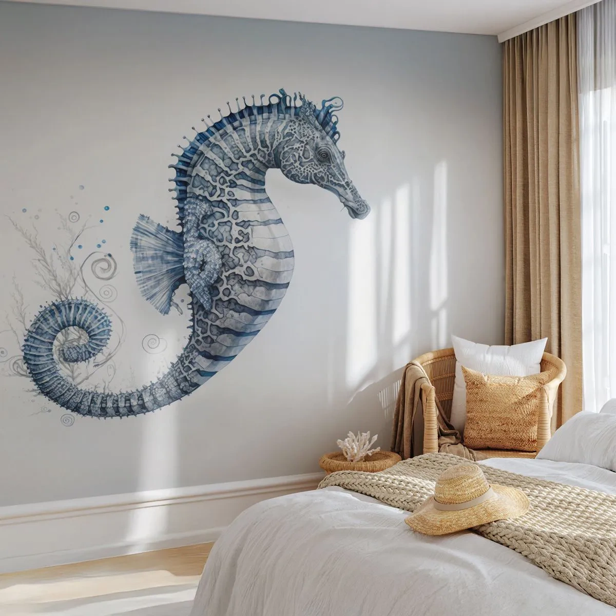 Fototapeta Premium Sand - Jemný vtip prírody - Morský koník, Prímorské, koralový útes - 300x210 cm
