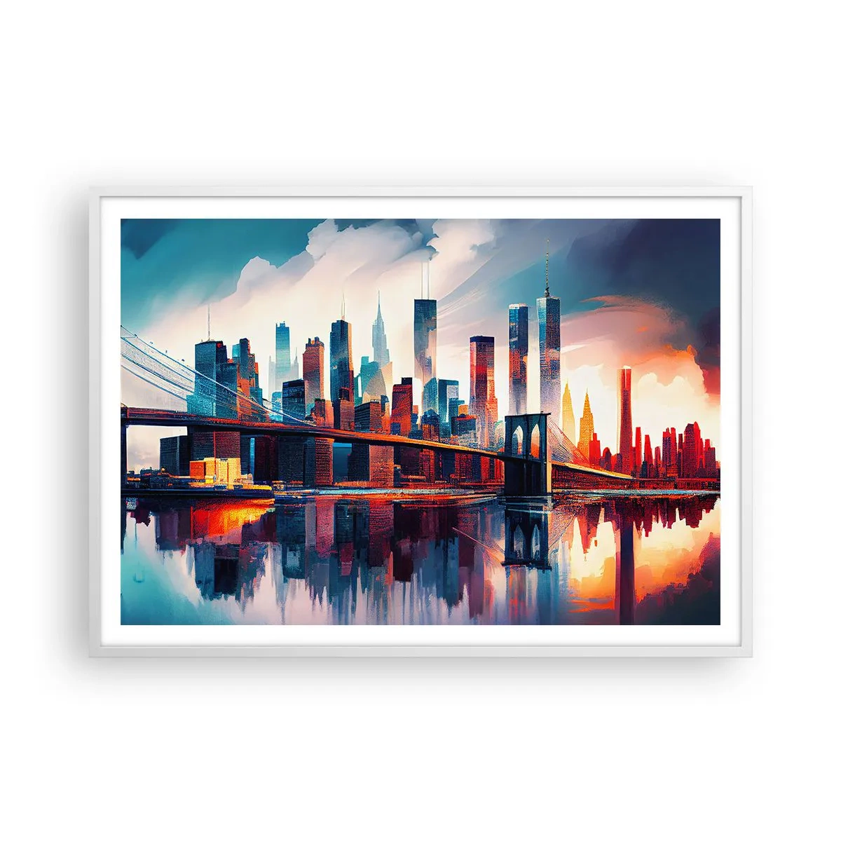 Plagát v bielom ráme - Famózny New York - 100x70 cm