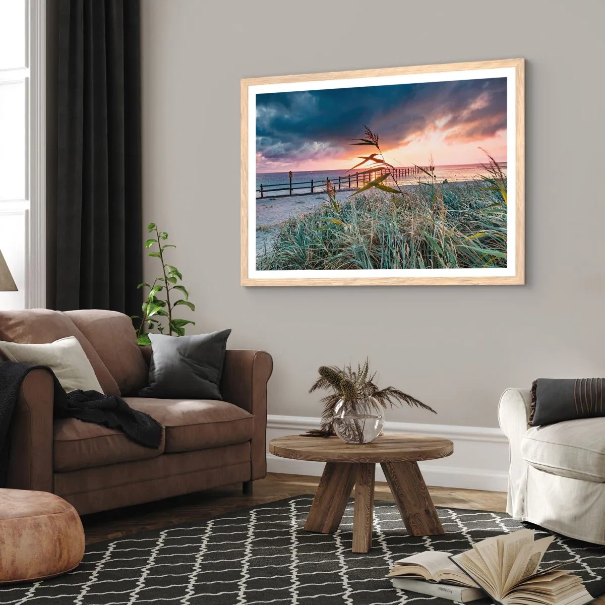 Plagát v ráme zo svetlého duba - Neodviate vetrom - 100x70 cm