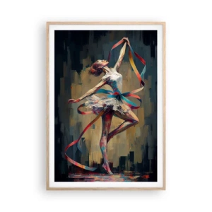 Plagát v ráme zo svetlého duba - Tanec so stuhou - 70x100 cm