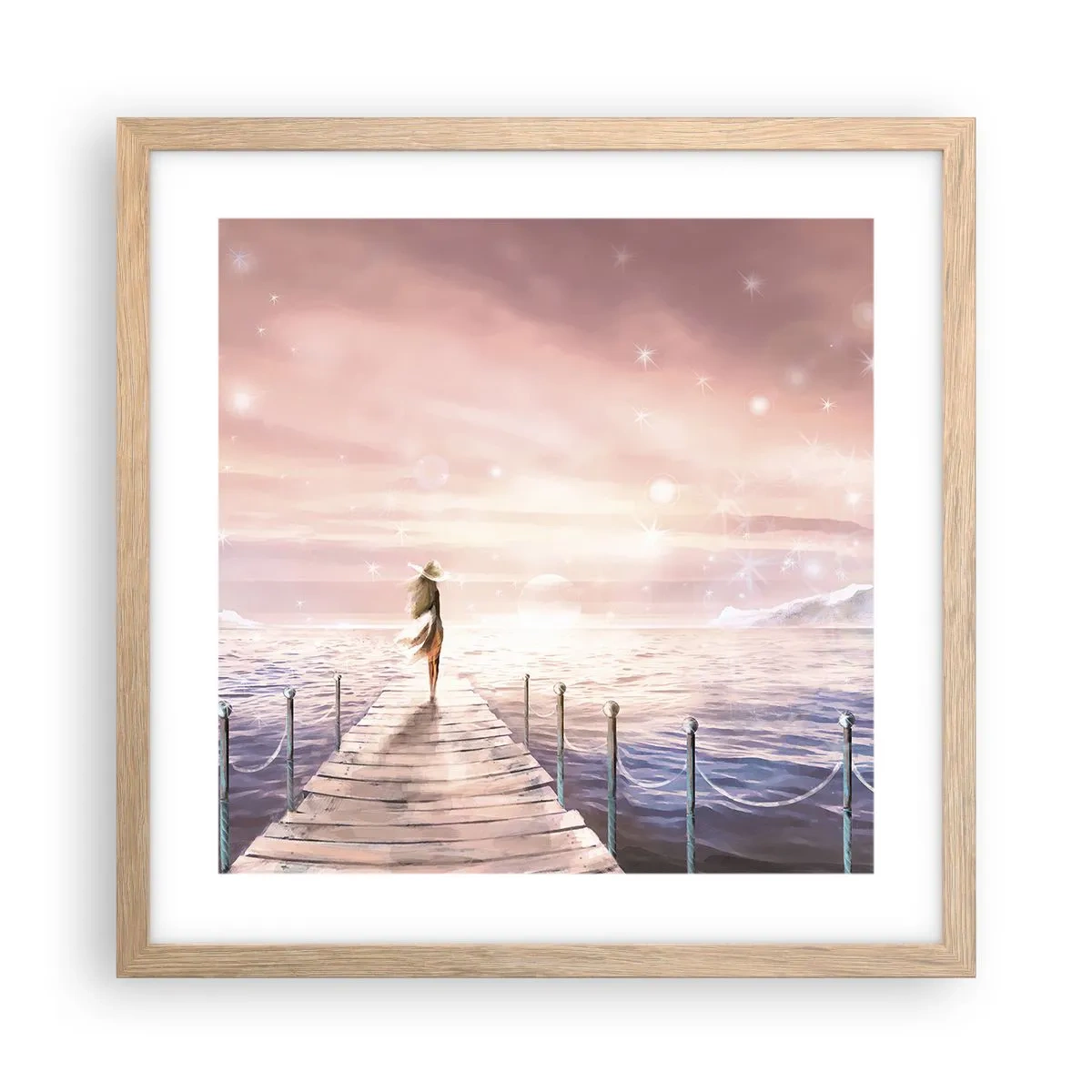 Plagát v ráme zo svetlého duba - Vo svetle sna - 40x40 cm