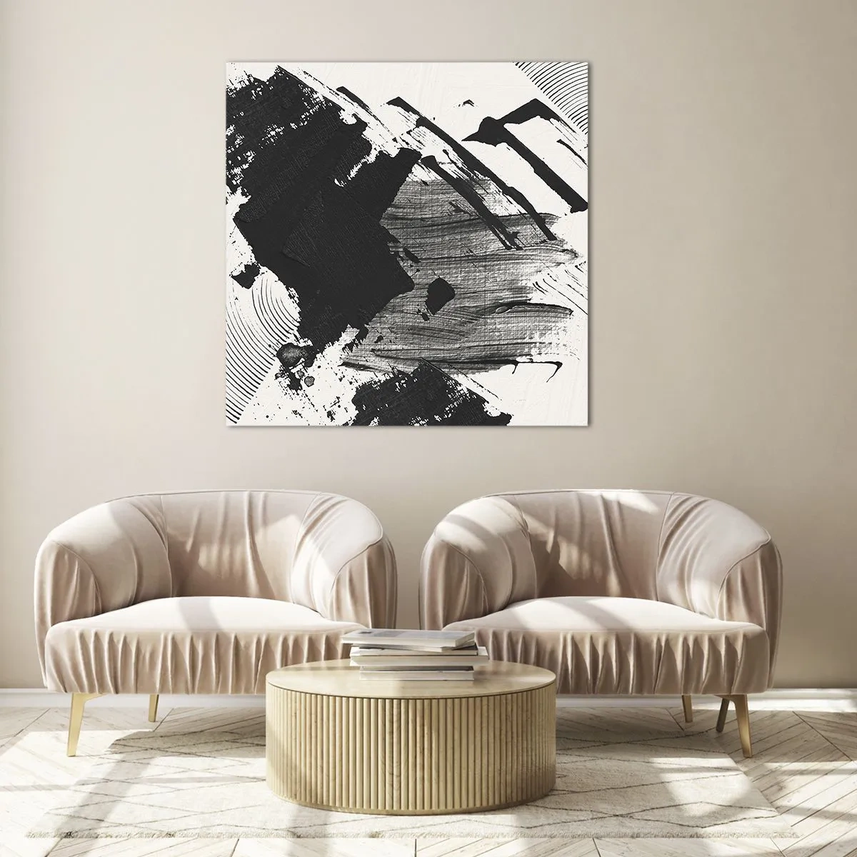 Obraz na skle - Abstrakcia – expresia čiernej - 40x40 cm