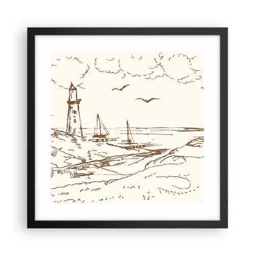 Plagát v čiernom ráme - Náčrt letných spomienok - 40x40 cm