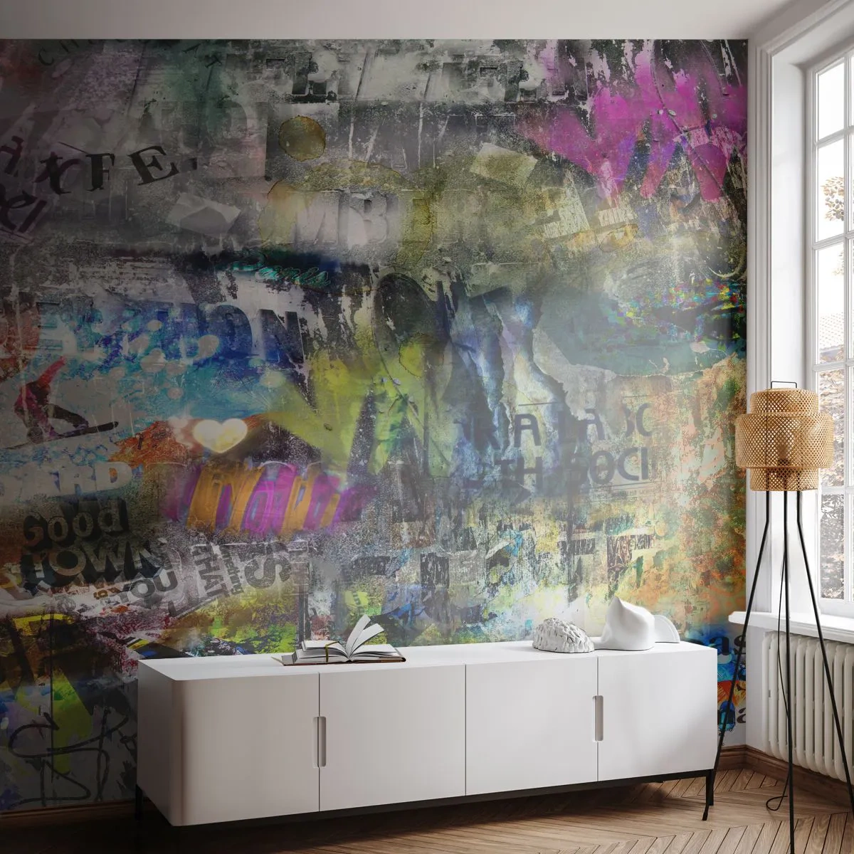 Fototapeta Standard Eco - Koláž spomienok - Graffiti, Nástenná maľba, Moderný vzor - 450x315 cm