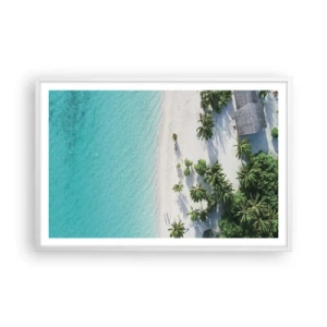 Plagát v bielom ráme - Dovolenka v raji - 91x61 cm