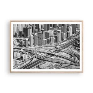 Plagát v ráme zo svetlého duba - Dubaj – neskutočné mesto - 100x70 cm