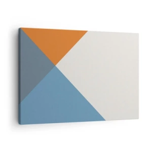 Obraz na plátne - Geometrické trojuholníky v odtieňoch modrej a oranžovej - 70x50cm - Pod uhlom… - Moderná nástenná dekorácia do obývacej izby a spálne ARTTOR