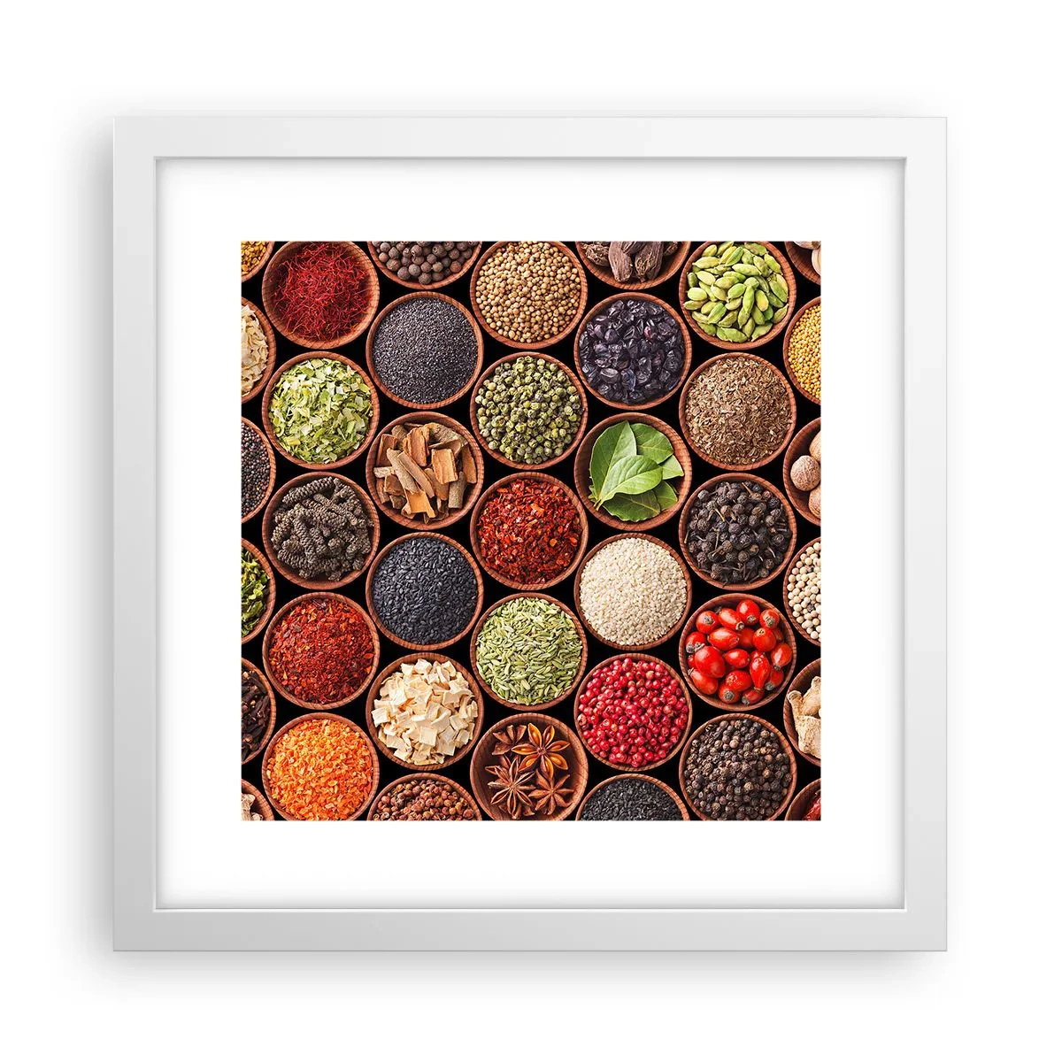 Plagát v bielom ráme - Všetky chute sveta - 30x30 cm