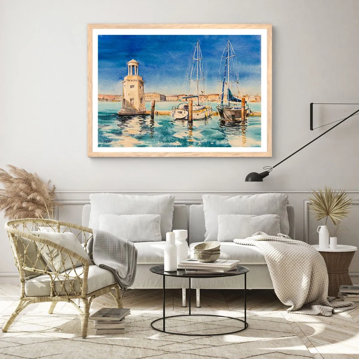 Plagát v ráme zo svetlého duba - Slnečná lagúna - 50x40 cm