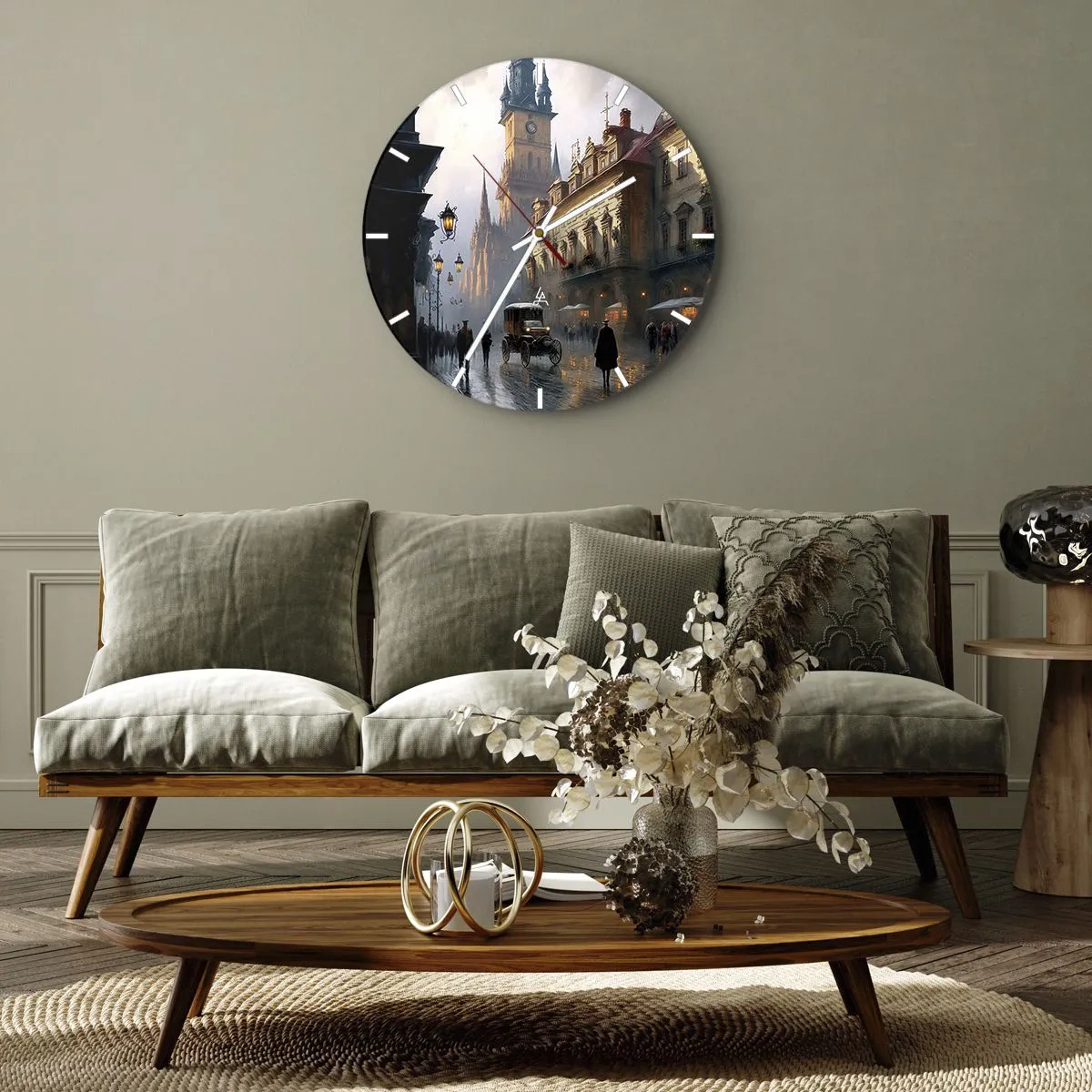 Nástenné hodiny - Kúzlo pražského večera - 40x40 cm