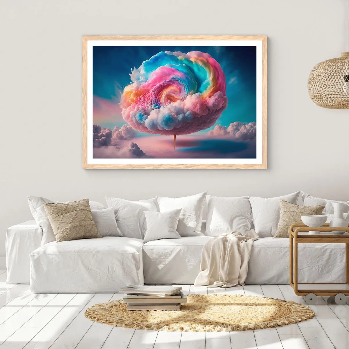 Plagát v ráme zo svetlého duba - Sen o zábavnom parku - 70x50 cm