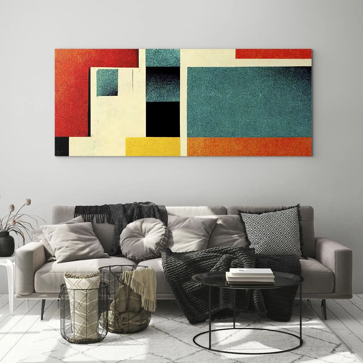Obraz na skle - Geometrická abstrakcia – dobrá energia - 100x40 cm
