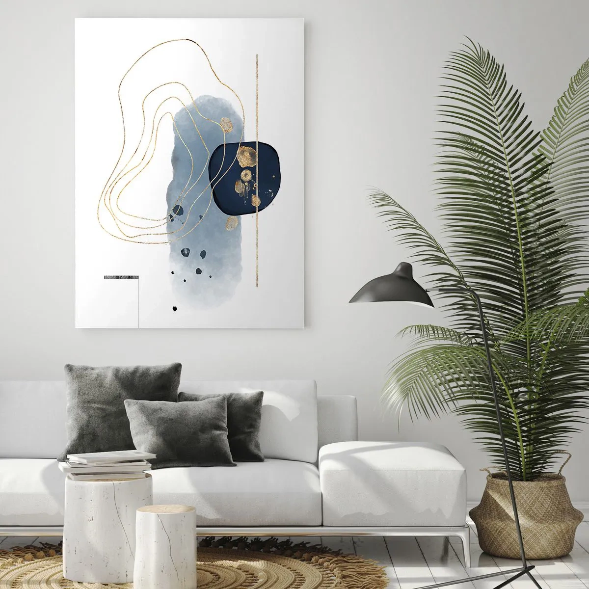 Obraz na skle - Modro-zlatá fantázia - 50x70 cm
