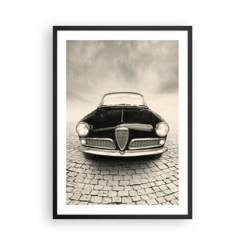 Plagát v čiernom ráme - Predná časť klasického auta na dláždenej ulici - 50x70cm - Ako ma nemilovať? - Moderná nástenná dekorácia do obývacej izby a spálne ARTTOR