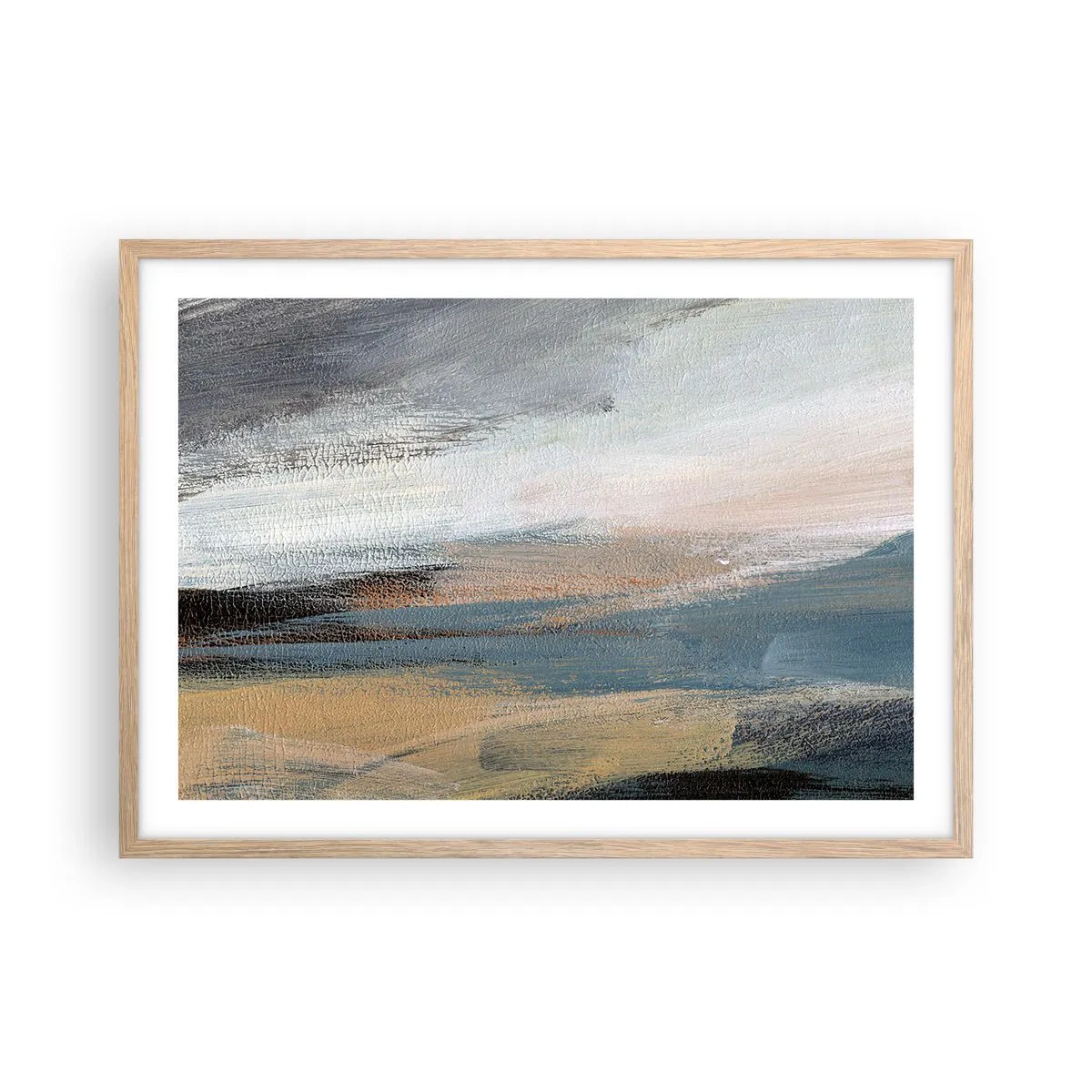 Plagát v ráme zo svetlého duba - Abstrakcia: severná krajina - 70x50 cm