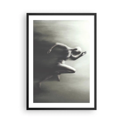 Plagát v čiernom ráme - Abstraktná postava v pohybe v monochromatických tónoch. - 50x70cm - Nezastaviteľný - Moderná nástenná dekorácia do obývacej izby a spálne ARTTOR