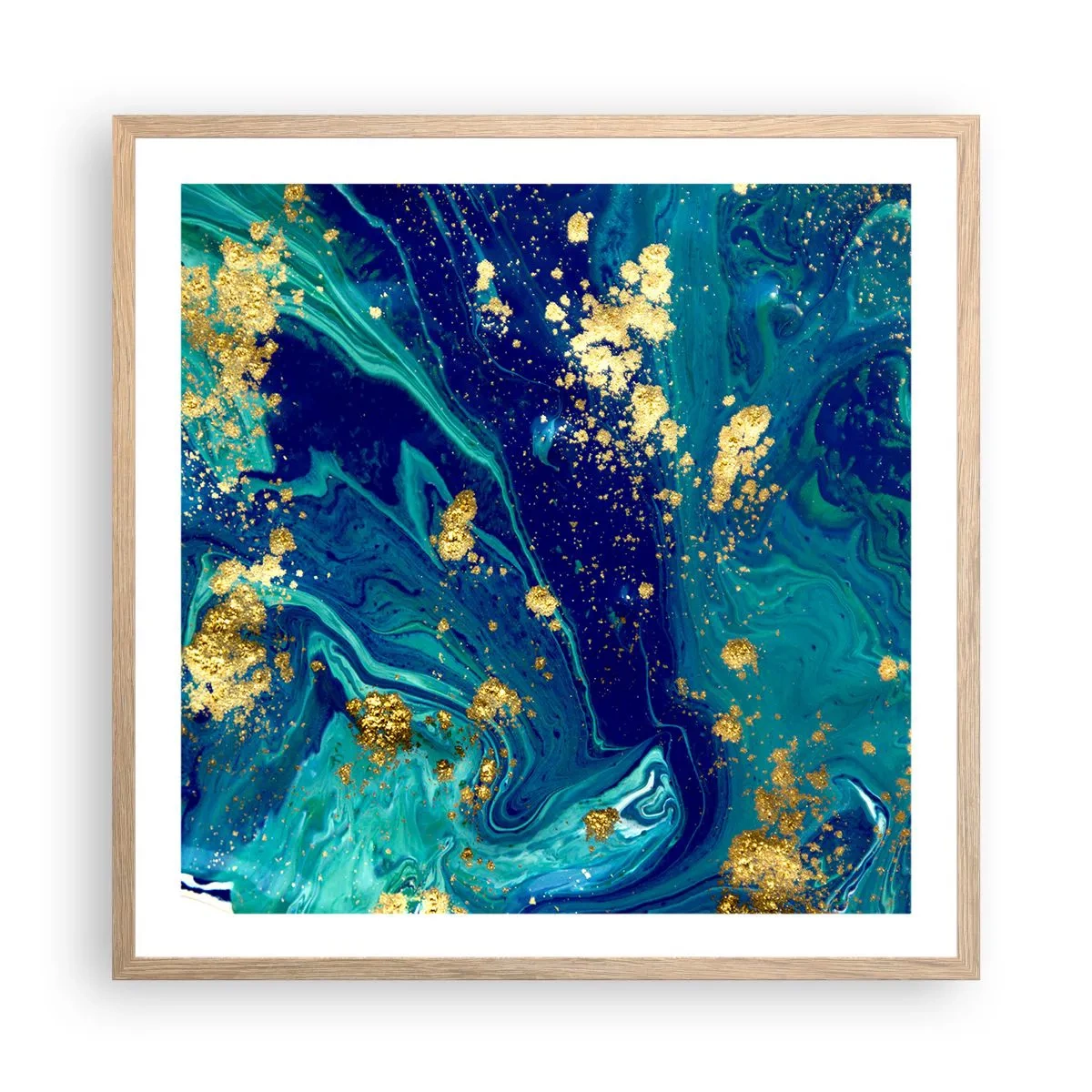 Plagát v ráme zo svetlého duba - Plátky slnka  - 60x60 cm