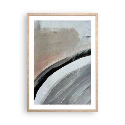 Plagát v ráme zo svetlého duba - Kompozícia: čierny a šedý oblúk - 50x70 cm