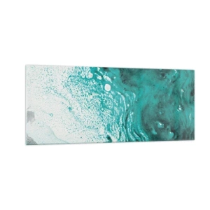 Obraz na skle - Prepadnúť sa v bielej a tyrkysovej - 100x40 cm