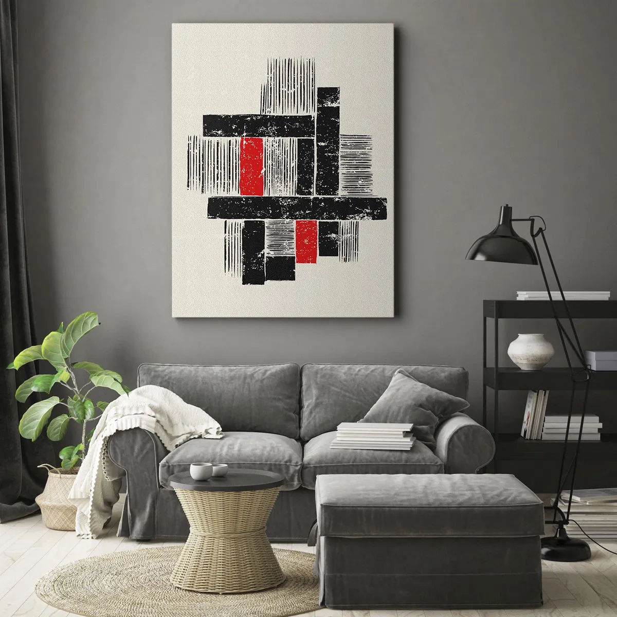 Obraz na plátne - Červené a čierne - 65x120 cm