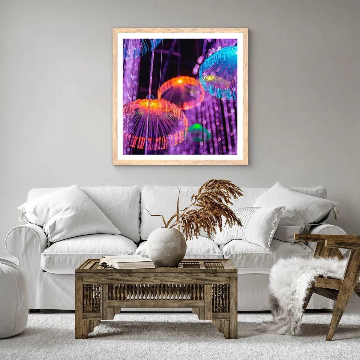 Plagát v ráme zo svetlého duba - Svetelná fontána - 50x50 cm