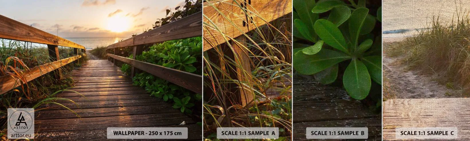Vzorka fototapety Premium Canvas - A priamo k brehu - Krajina, More, Drevený most - 100x30 cm