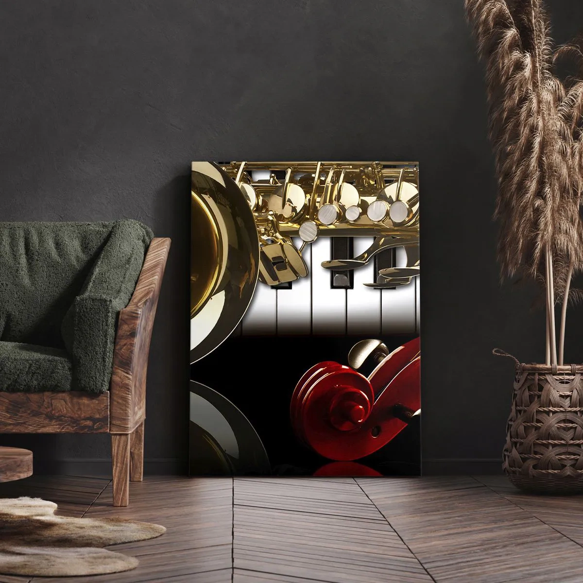 Obraz na plátne - Plech, drevo a slonovinová kosť - 70x100 cm