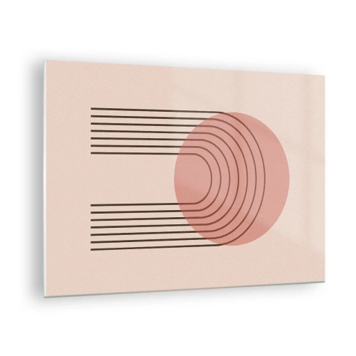Obraz na skle - Minimalistická geometrická grafika v odtieňoch béžovej - 70x50cm - Neodolateľná príťažlivosť - Moderná nástenná dekorácia do obývacej izby a spálne ARTTOR