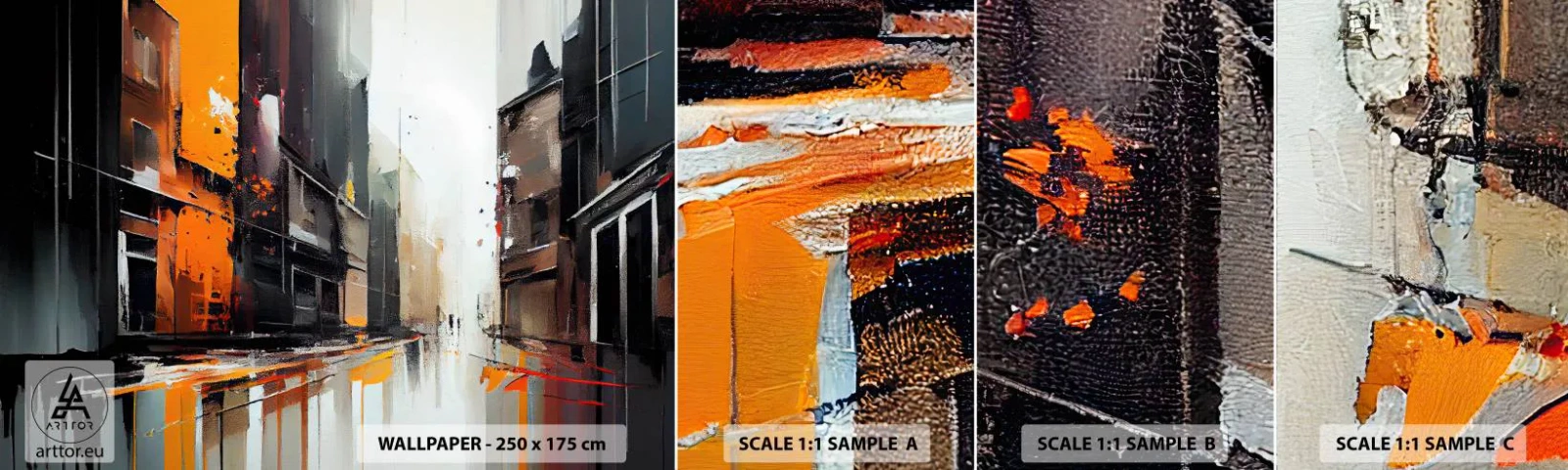 Vzorka samolepiacej fototapety Deluxe Sticker - Daždivý deň - Architektúra, Moderné umenie, Mesto - 100x30 cm