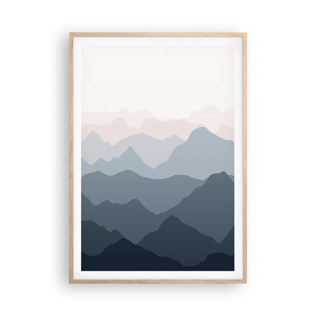 Plagát v ráme zo svetlého duba - Vlny hôr - 70x100 cm