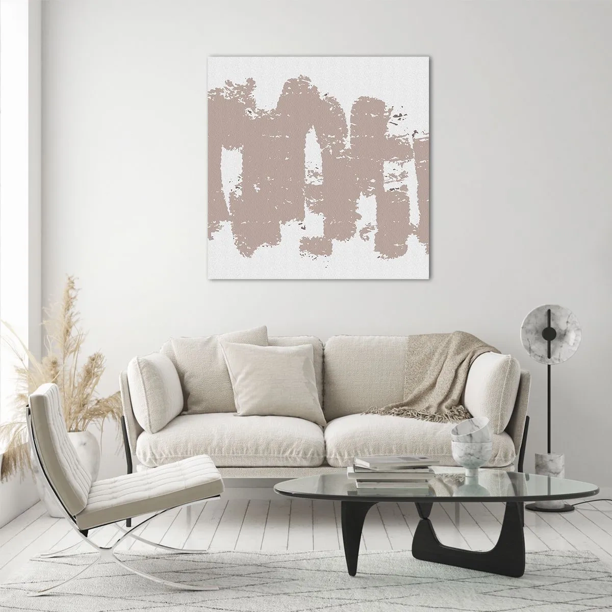 Obraz na skle - Abstrakcia v jemnej ružovej - 60x60 cm