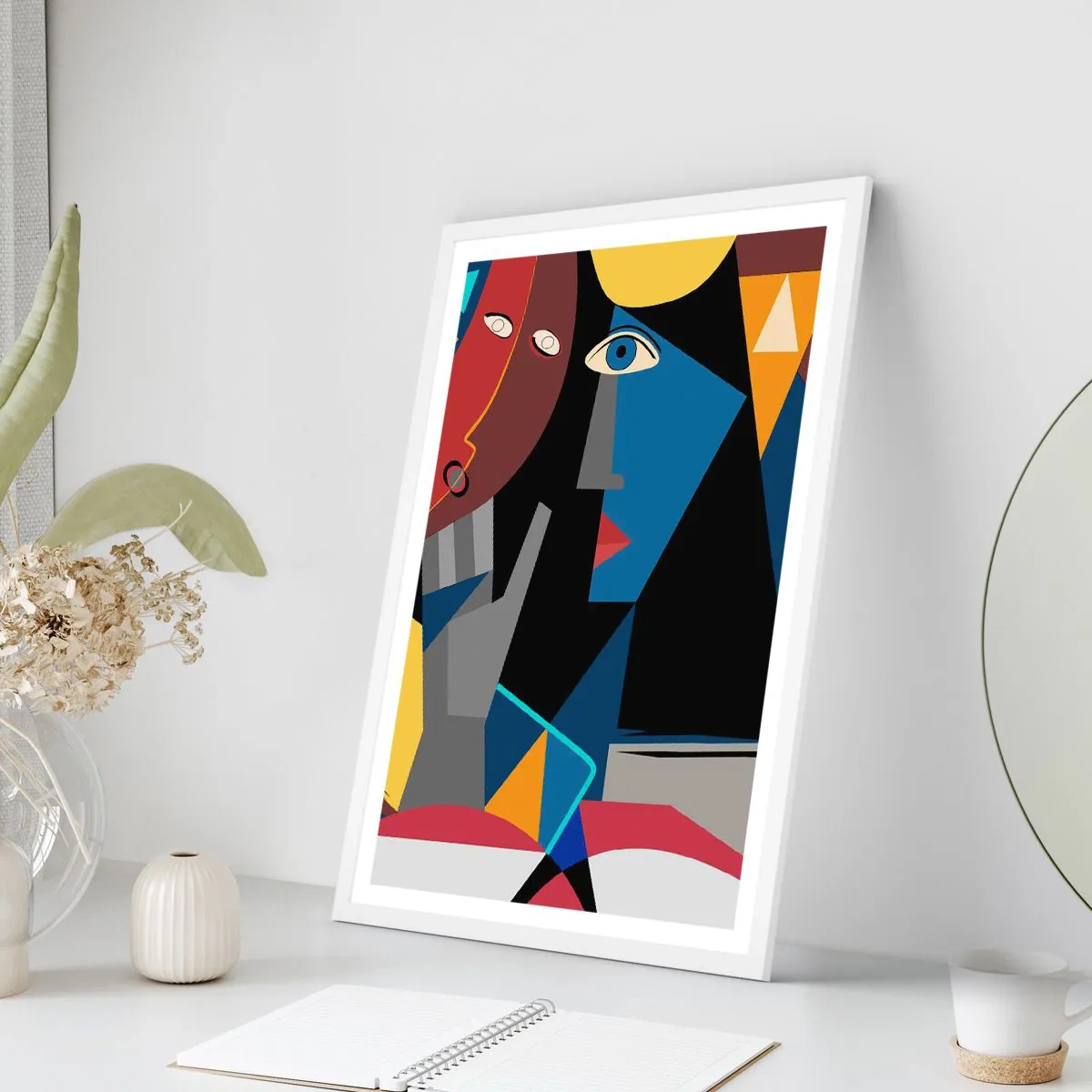 Plagát v bielom ráme - Konverzácia kubistov - 50x70 cm