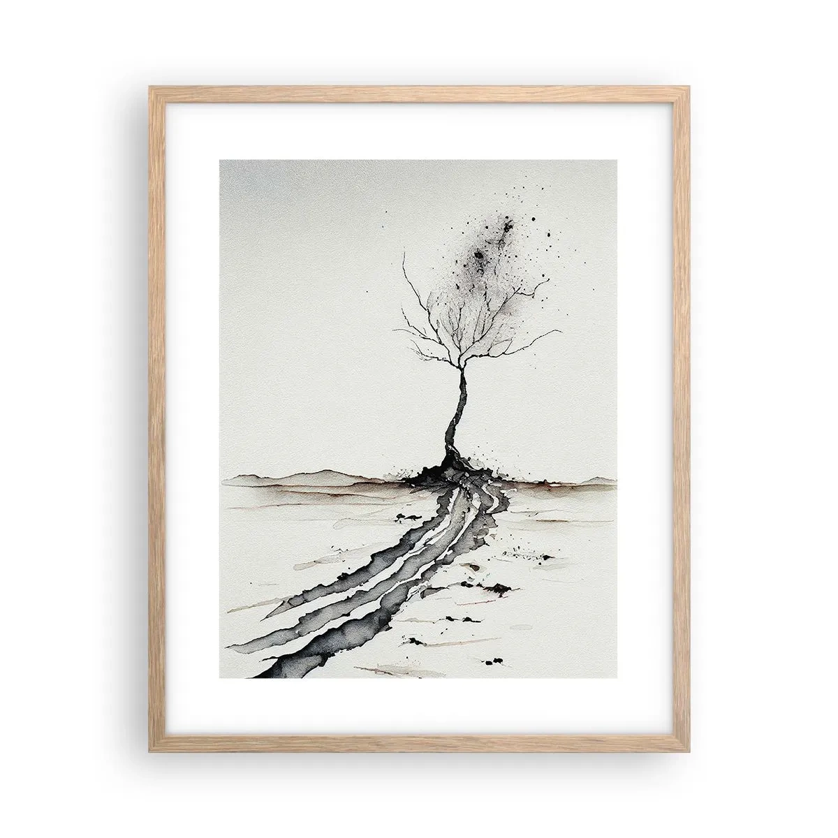 Plagát v ráme zo svetlého duba - Zimná melanchólia - 40x50 cm
