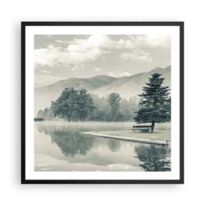Plagát v čiernom ráme - Jazero ešte spí - 60x60 cm