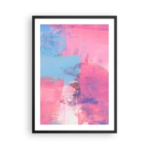 Plagát v čiernom ráme - Abstraktná kompozícia v odtieňoch ružovej a modrej - 50x70cm - Ružová, modrá a štipka svetla - Moderná nástenná dekorácia do obývacej izby a spálne ARTTOR