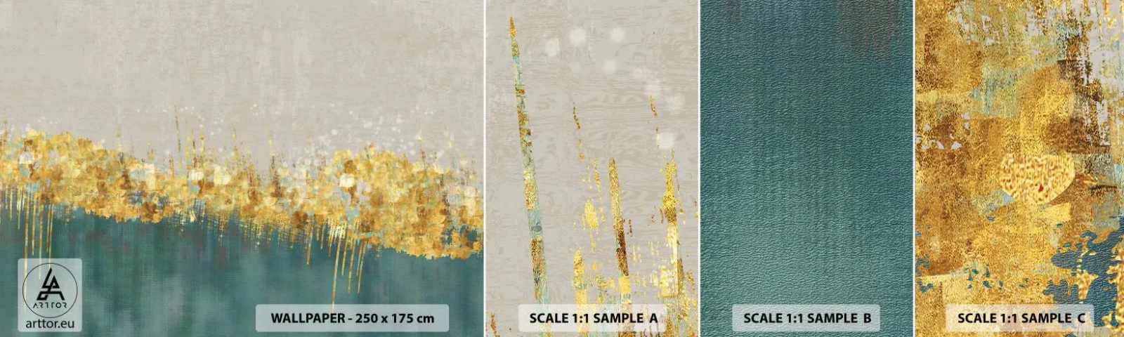 Vzorka samolepiacej fototapety Deluxe Sticker - Zlatá hranica - Art Deco, Kus, Pastel - 100x30 cm