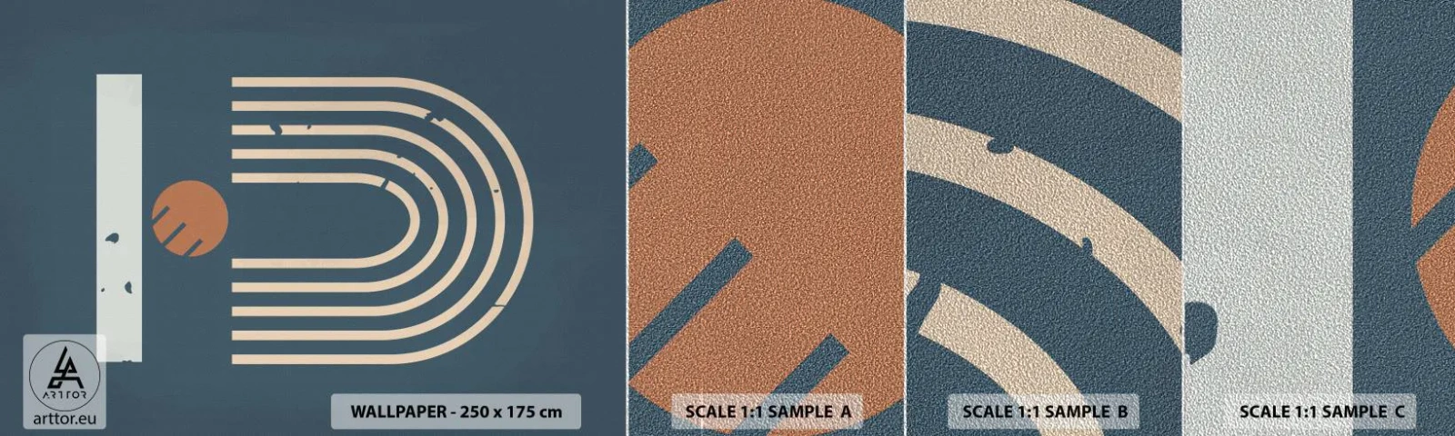 Vzorka fototapety Premium Sand - Geometria v námorníckej modrej - Abstrakcia, Kus, Grafika - 100x30 cm