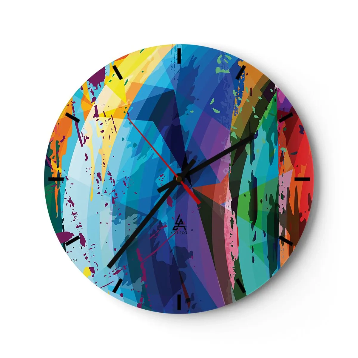Nástenné hodiny - Abstraktné farebné vzory v intenzívnych farbách - 30x30cm - Farebné závraty - Moderná nástenná dekorácia do obývacej izby, kuchyne a spálne ARTTOR
