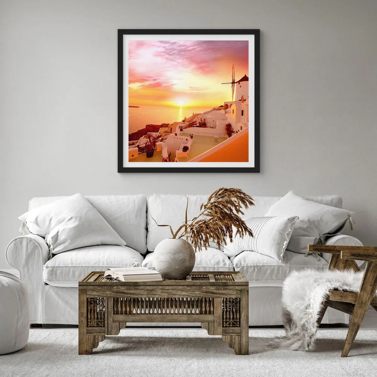 Plagát v čiernom ráme - Rozplynúť sa v bielej a zlatej - 40x40 cm